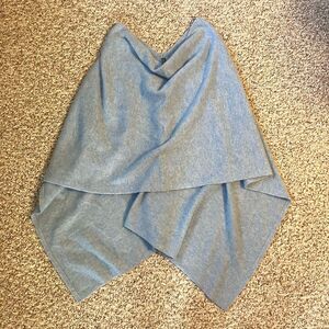 Alashan Womens 100% Cashmere Poncho Light Blue Soft Knit Sweater Quiet Luxury